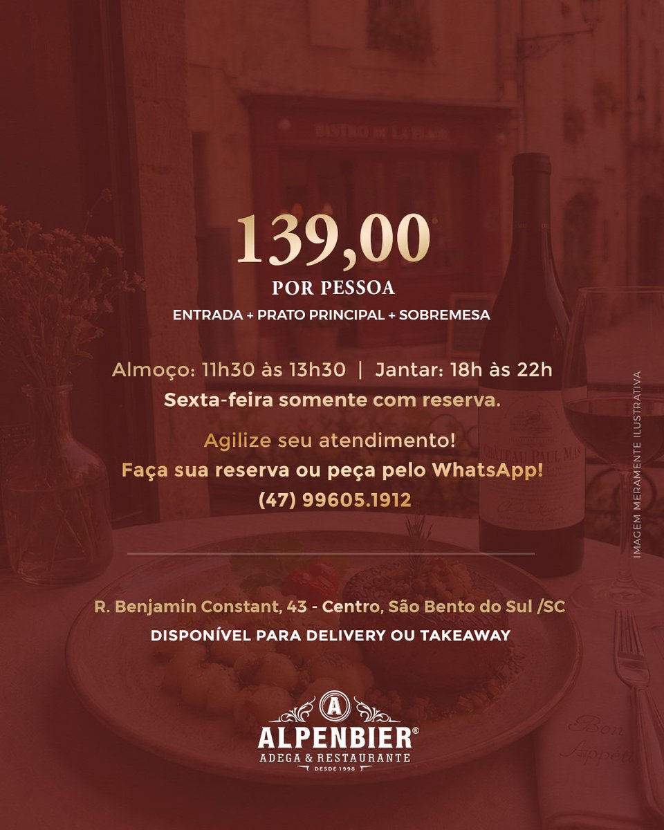 AlpenbierSBS's tweet photo. O menu Mignon &amp; Fromages traz a combinação clássica do filé-mignon com a intensidade dos queijos finos em três tempos cuidadosamente elaborados pelo nosso chef. 👨‍🍳
#altagastronomia #vinhos #sãobentodosul #turismoemsaobentodosul #SaborAlpenbier #AdegaAlpenbier https://t.co/fyshOril1S