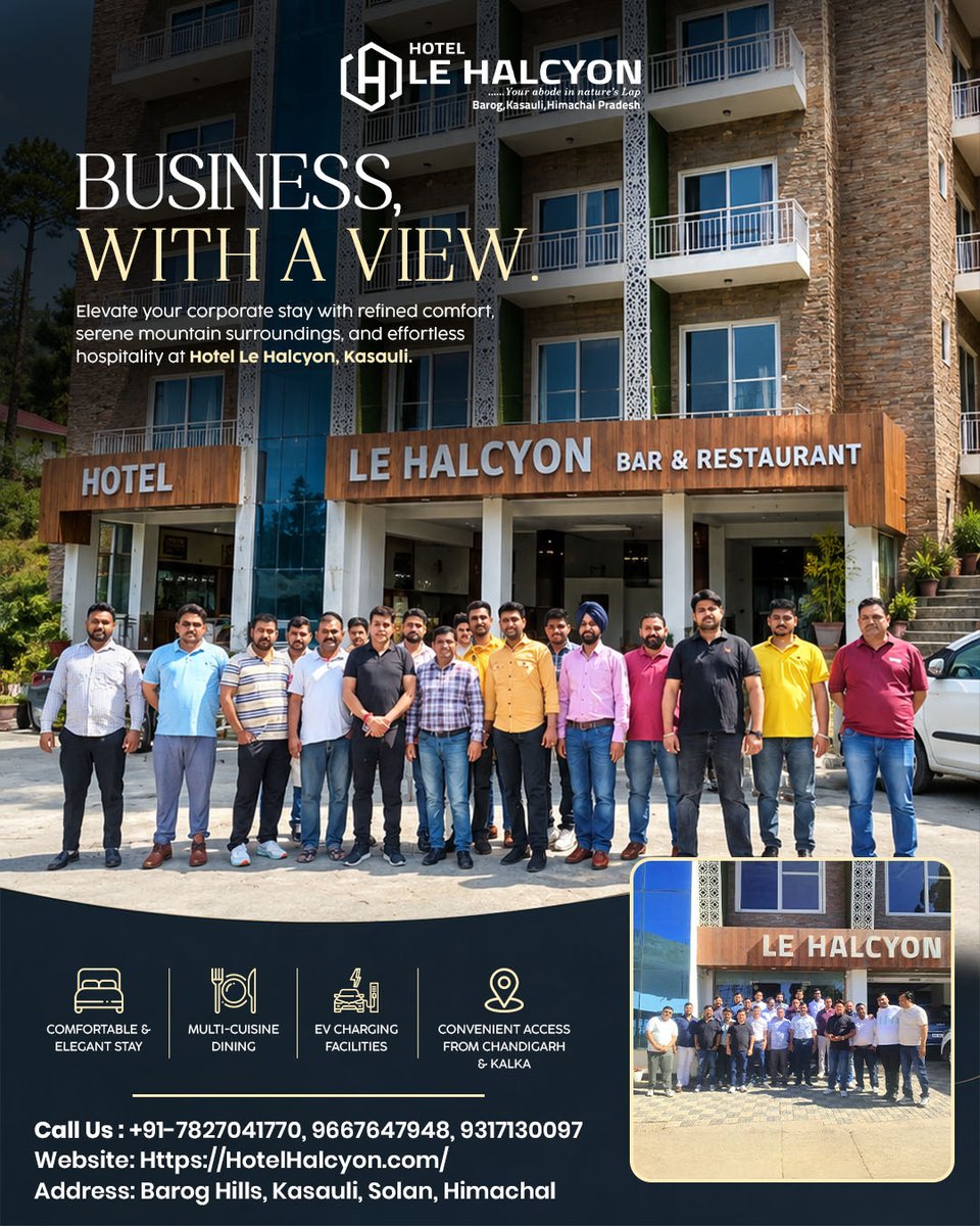 HotelHalcyon's tweet photo. 💼 Where business gets a better view.⛰️✨

🏨🛏️Turn your next corporate getaway into an experience worth remembering at Hotel Le Halcyon, Barog.🌿🏨

#HotelLeHalcyon #CorporateRetreat #BarogKasauli #BusinessWithAView #MountainStay https://t.co/45NLA3gxlu