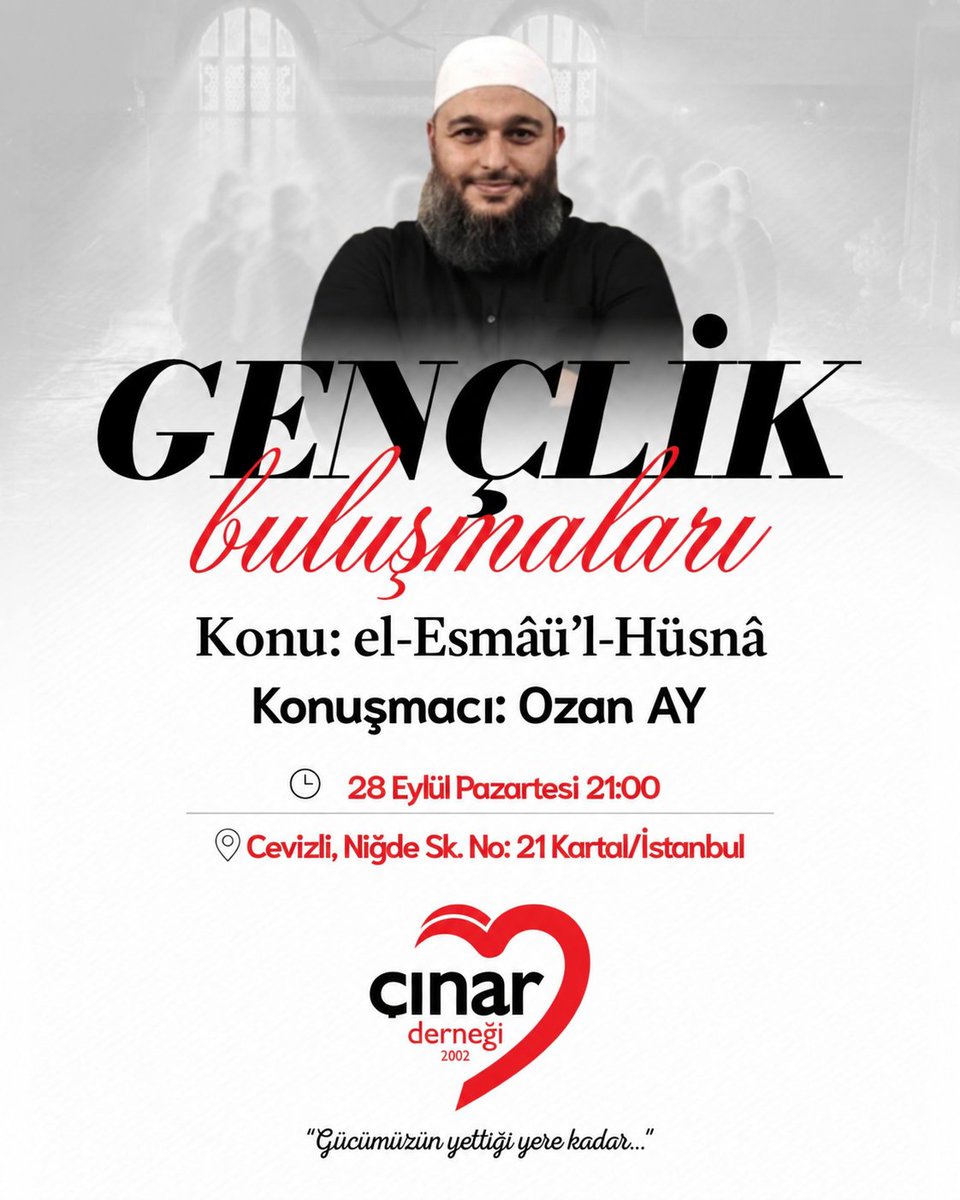 OzanAy86's tweet photo. Bu akşam 

Çınar Derneği
Kartal https://t.co/UJcRIyc6yu