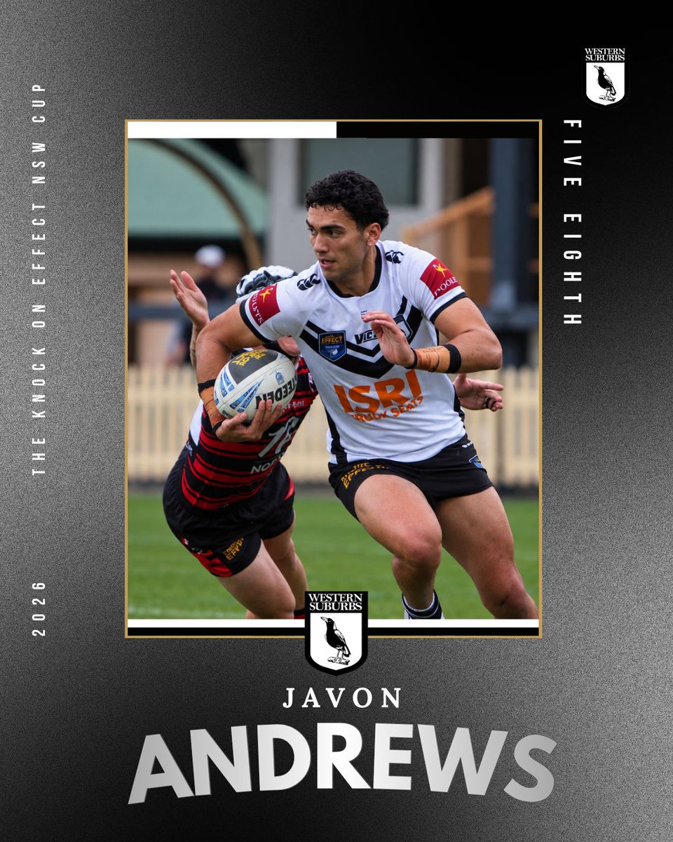 westsmagpies's tweet photo. Congratulations Javon Andrews, named at five-eighth in the 2026 NSW Cup Team of the Year. Well deserved🤝 https://t.co/q1FXPujLpb