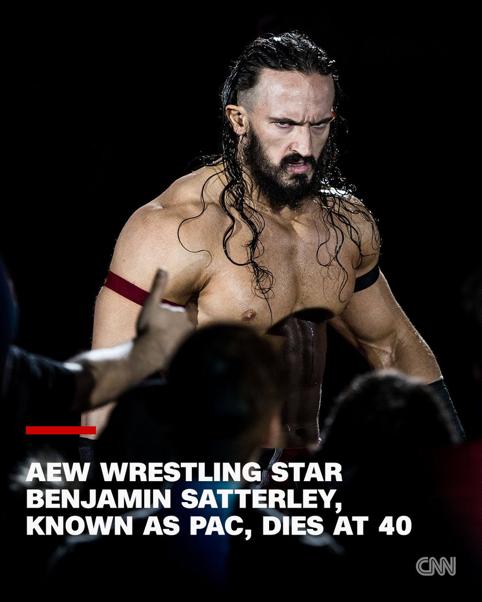 cnni's tweet photo. Benjamin Satterley, an English wrestling star known by his ring name Pac, has died at 40, All Elite Wrestling announced. https://t.co/525k70JrLr https://t.co/yOWmHESZ8F