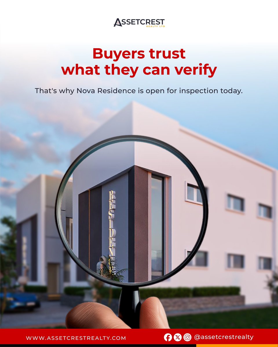 AssetcrestR's tweet photo. The best way to start your week? By turning those property conversations into something you can actually see.

At Nova Residence, we believe buyers should be able to verify what they’re investing in. That’s why our property is open for inspection today.

Send us a DM now! ❤️ https://t.co/5JHKD1WiWL