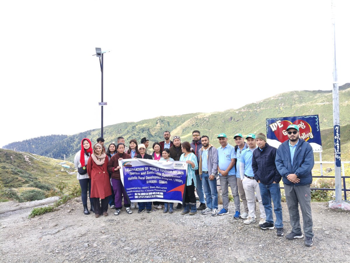 citizens_cf's tweet photo. 🏔️ At nearly 14,000 ft above sea level, #Gnathang Village, Sikkim, marked World Tourism Day by celebrating its pristine landscapes, rich cultural heritage and immense potential for responsible, community-led tourism.🌿🏡 Held at the Tourism Rest Shed established under the HRDP-SIMANA Project, the celebration highlighted the role of tourism in creating sustainable livelihoods, promoting homestays, preserving local traditions and protecting the fragile Himalayan ecosystem.

🤝Supported by @HDFCBankCSR and implemented by @citizens_cf, the initiative reflects a shared commitment to empowering communities while nurturing Gnathang as a sustainable tourism destination.

✨Tourism that empowers. Heritage that endures. Communities that thrive.🌍

@GovernorSikkim @ShiningSikkim @TourismSikkim @GaneshReddys7 @SangitaDahal20 @sikkimgovt 
#WorldTourismDay #Sikkim #SustainableTourism #CFat29 #ResponsibleTourism #CommunityBasedTourism #HDFCParivartan #CitizensFoundation #HRDPSIMANA #SustainableLivelihoods #HimalayanHeritage #CommunityEmpowerment #TourismForDevelopment #SDGs