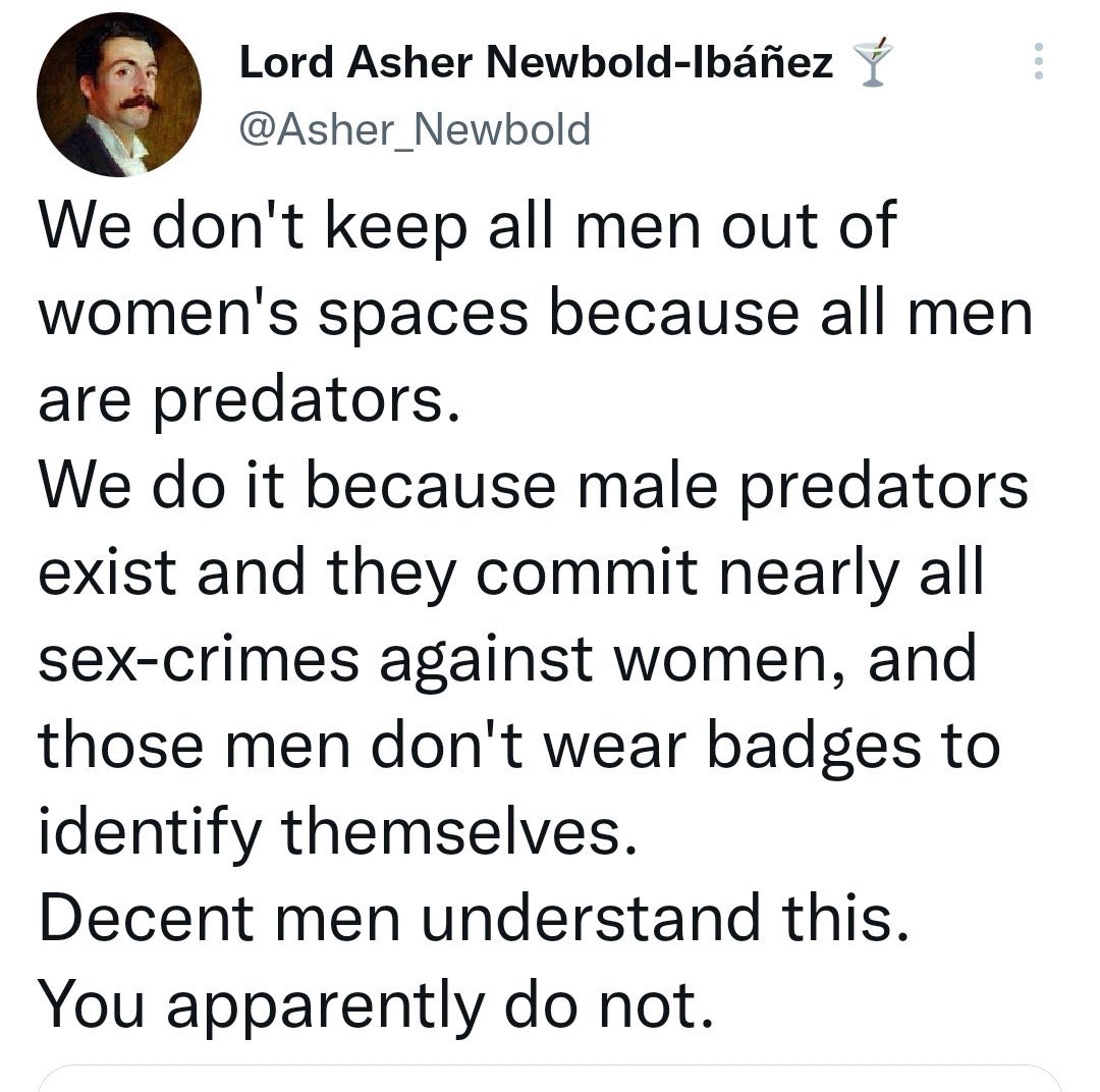 ChantelleA33696's tweet photo. 👇 ALL men understand this.
And men who lie about their sex to make women and girls uncomfortable, know it most of all!! https://t.co/y6m5rFCXBr
