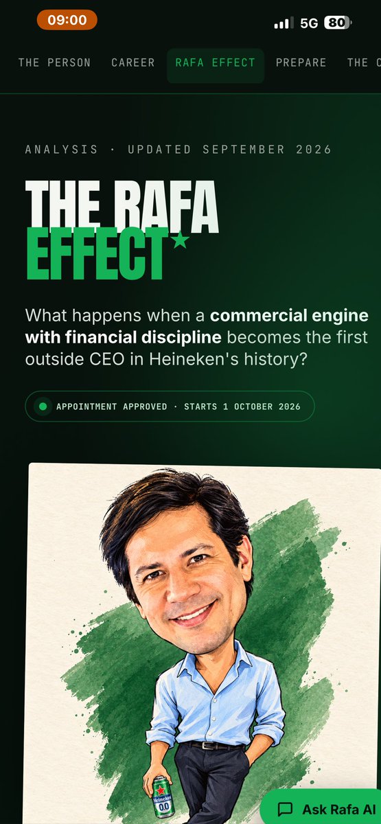 vincente's tweet photo. New CEO @Heineken october 1st. Writing an article about rafa oliveira https://t.co/BgiJDNaCkp