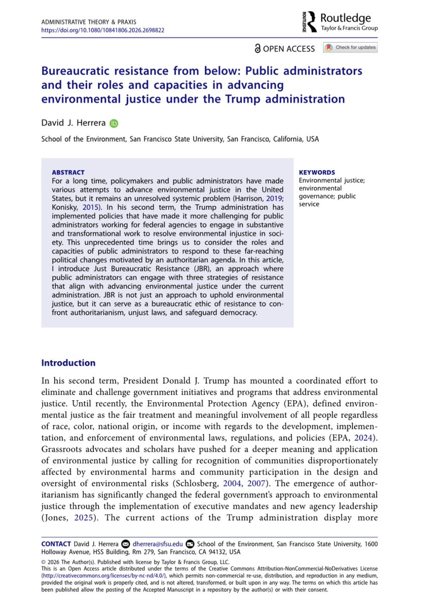 nataliegwinters's tweet photo. Literal academic research on how to “sabotage” Trump.

A San Francisco State professor proposes “data manipulation” and “biased data gathering techniques” to resist his environmental policies.

He tells bureaucrats to “disguise compliance issues when needed.” https://t.co/WIahJAFwTM