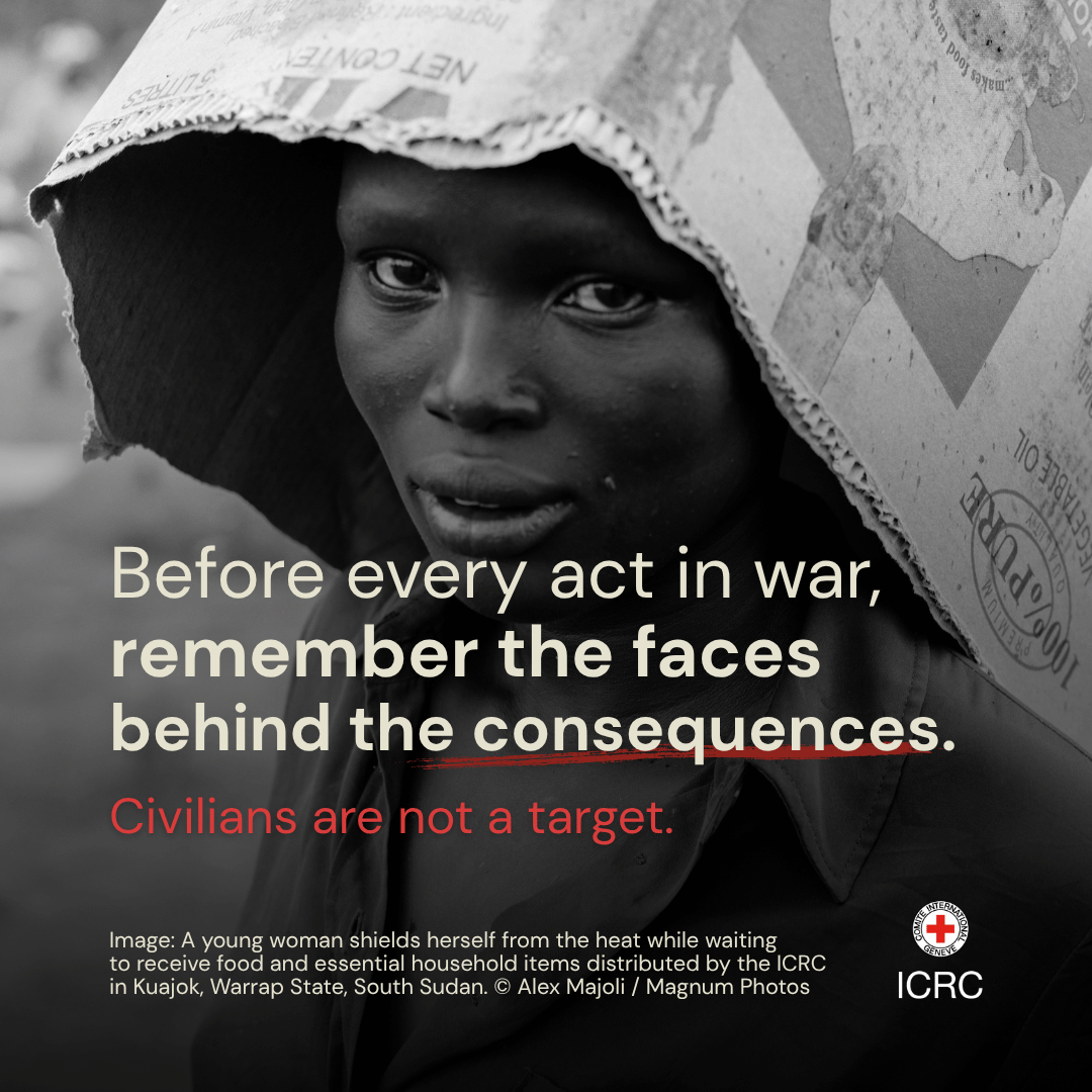 ICRC's tweet photo. Civilians must be protected and respected, always.

Parties to conflicts are the only ones with enough power to enforce the rules of war, transform them into reality, and save lives. https://t.co/viYVLGjSn9
