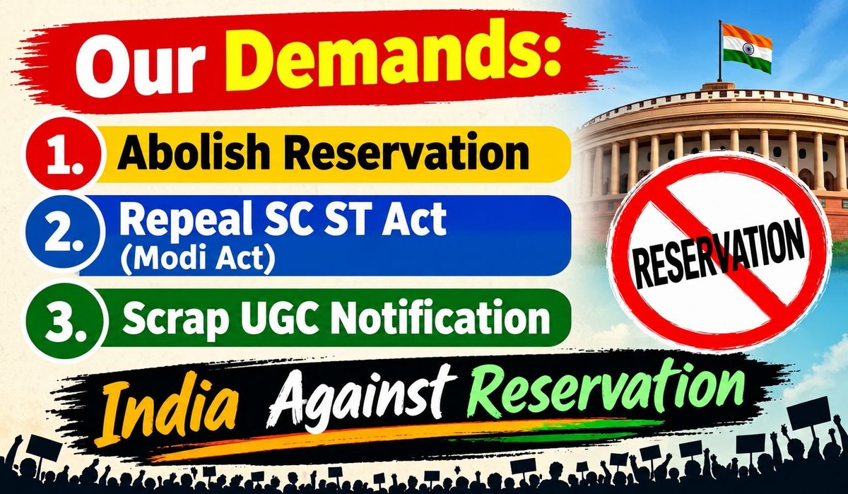 IndiaCrooks's tweet photo. @narendramodi HUGE Churning over #EndlessReservation & many good suggestions given to @narendramodi Govt but its sleeping 4 #VoteBankPolitics😳
👉#AbolishReservation
👉#ScrapUGCNotification
👉#RepealSCSTAct
👉#SeparateIITs (GCs vs SC/STs)
https://t.co/VcUqUABr1Y
https://t.co/al0u58F9lt https://t.co/jpvYUpQx8D