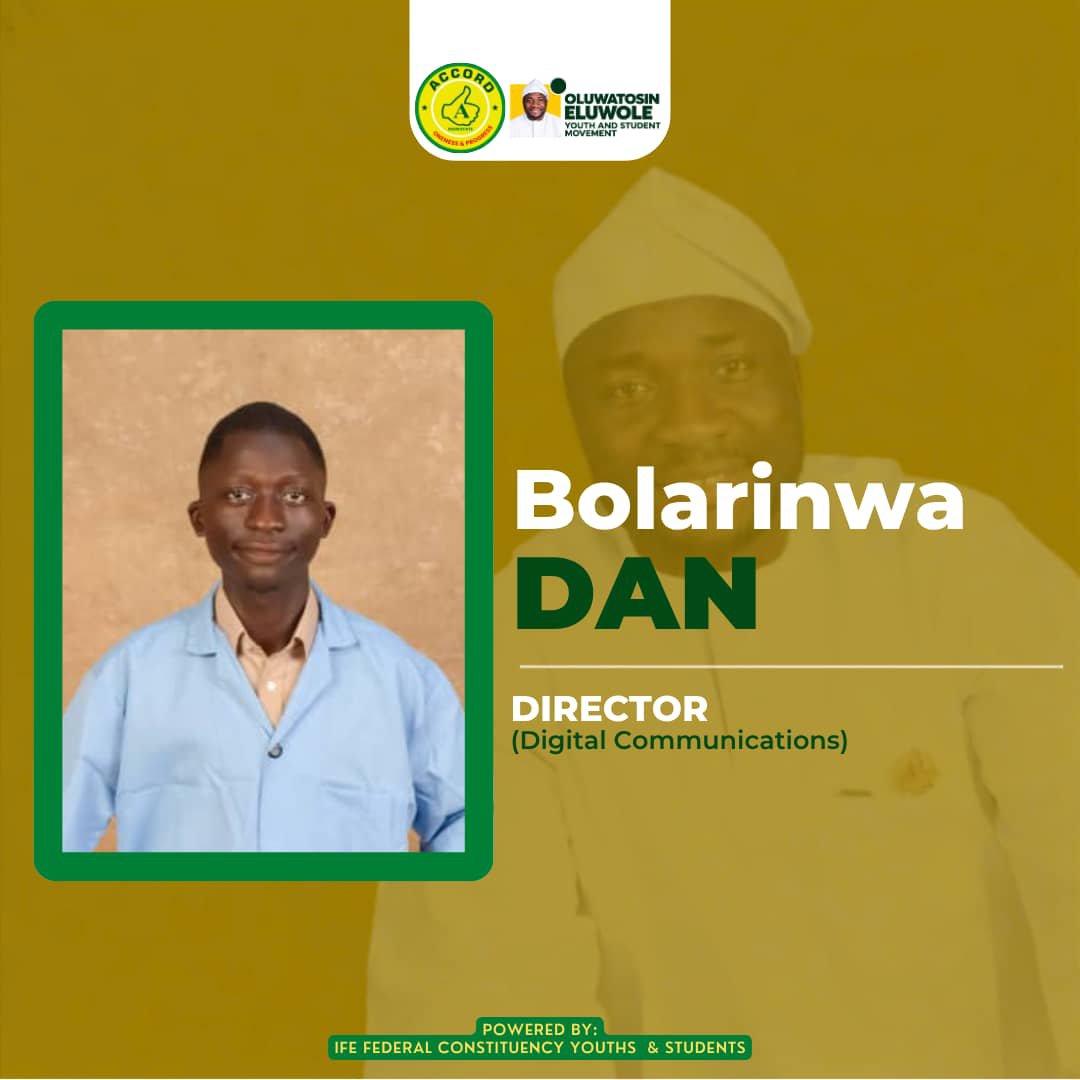 EluwoleMovement's tweet photo. MEET THE DIRECTOR, DIGITAL COMMUNICATIONS
OLUWATOSIN ELUWOLE YOUTH &amp; STUDENT MOVEMENT

Today, communication does not stop at physical meetings. It lives on screens, travels across platforms &amp; connects communities in real time

BOLARINWA DAN OLUSEGUN
Director, Digital Communicatio https://t.co/3vN17U9qZ5