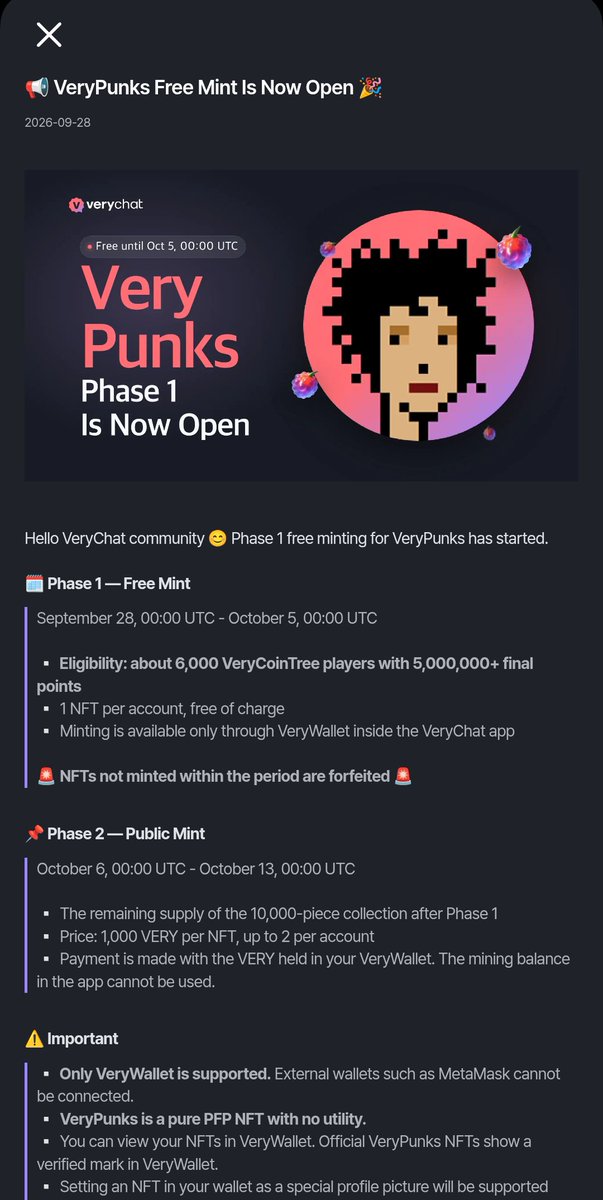 chiedozie7400's tweet photo. 🚀 The next chapter of VeryChat is being written by its community.

Every user.
Every conversation.
Every NFT.
Every new feature.

Together, they become part of the journey.

Keep building 💜🔥

https://t.co/0o0HRT9IKT

Code -> Dengs

#Verychat  #VeryWallet #VeryPunks #Ogccrypto https://t.co/jfy1yNKP5E