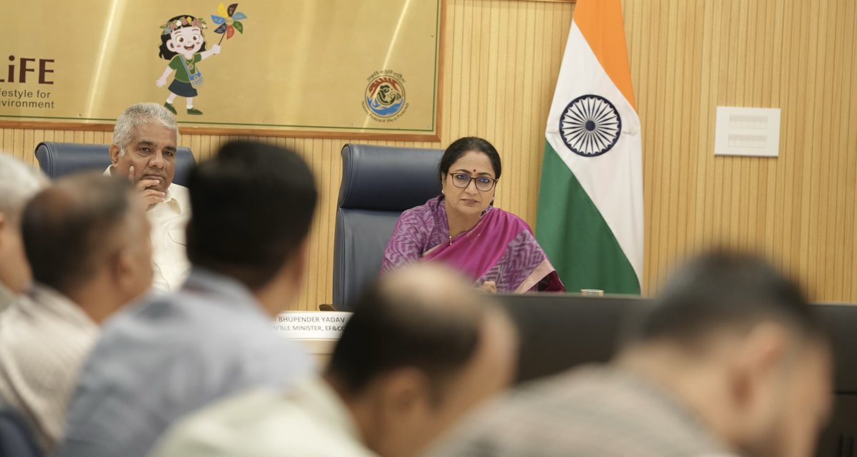 CMODelhi's tweet photo. Chief Minister Smt. Rekha Gupta attended a high-level meeting on Delhi’s air pollution control measures at Paryavaran Bhawan, chaired by Hon’ble Union Minister for Environment, Forest and Climate Change Shri @byadavbjp.

Clean air remains a year-round priority for the Delhi Government. Focused action is being taken across major sources of pollution through strict enforcement, continuous monitoring and coordinated efforts across departments.

The guidance and suggestions shared by the Hon’ble Union Minister will further strengthen Delhi’s action plan. With the continued support of the Union Government, Delhi is intensifying its efforts towards cleaner air and a healthier environment for every citizen.

Cabinet Minister Shri Manjinder Singh Sirsa and senior officials of the concerned departments were also present.

@mssirsa 

#ViksitDelhi