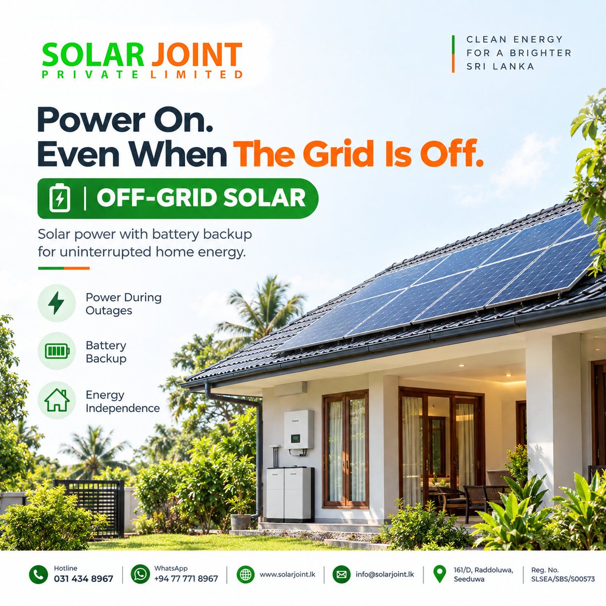 solar_joint's tweet photo. Keep your home powered with an Off-Grid Solar System, designed with solar generation and battery backup for reliable energy, even during power outages.

📞 Hotline: 031 434 8967

💬 WhatsApp: https://t.co/N8GHl6V4Wp

📍 161/D, Raddoluwa, Seeduwa

#SolarJoint #OffGridSolarr https://t.co/LC75b3XXJX