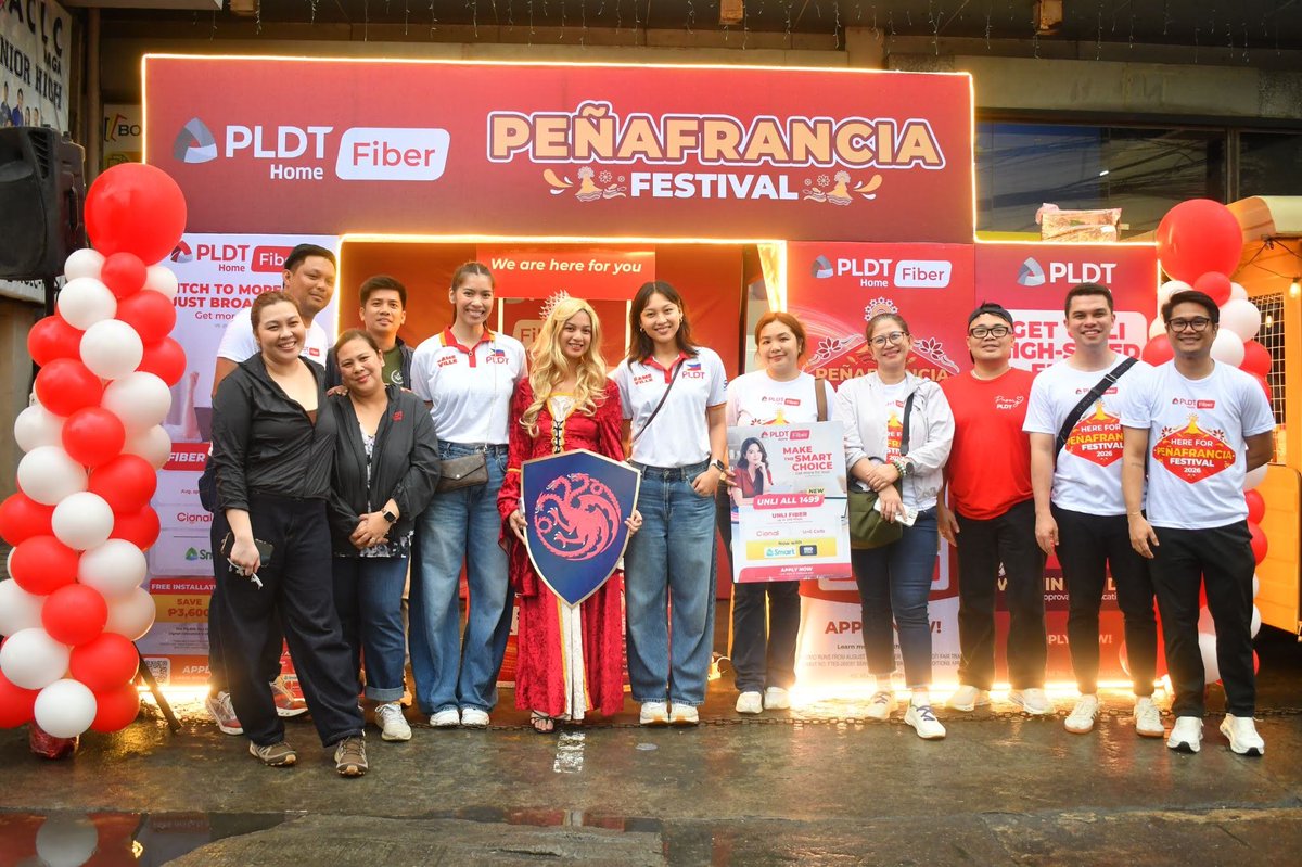 pldt's tweet photo. Fresh from their PVL Invitational Conference 2026 bronze finish, PLDT High Speed Hitters outside hitters Alleiah Malaluan and Joan Monares brought their energy to Naga City as they joined the celebration of this year’s Peñafrancia Festival. Read more: https://t.co/NxdpUmS59T https://t.co/FXm8JshqWh