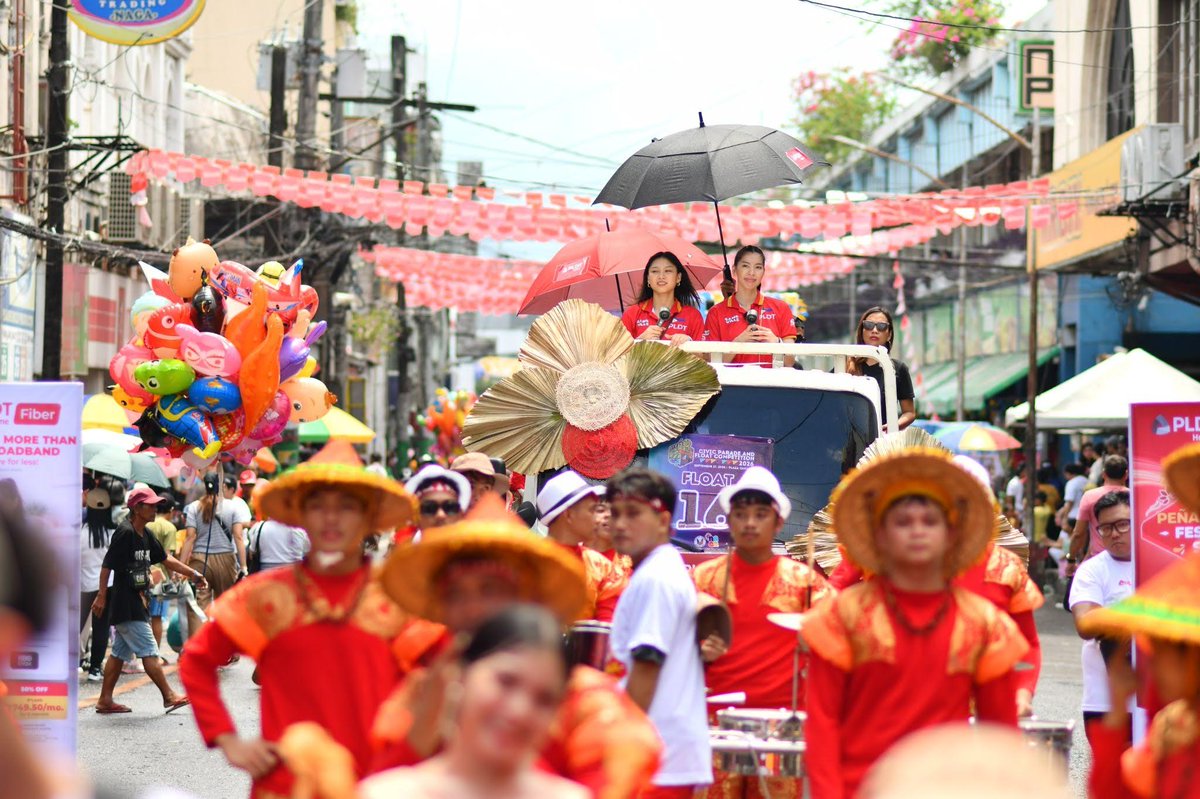pldt's tweet photo. Fresh from their PVL Invitational Conference 2026 bronze finish, PLDT High Speed Hitters outside hitters Alleiah Malaluan and Joan Monares brought their energy to Naga City as they joined the celebration of this year’s Peñafrancia Festival. Read more: https://t.co/NxdpUmS59T https://t.co/FXm8JshqWh