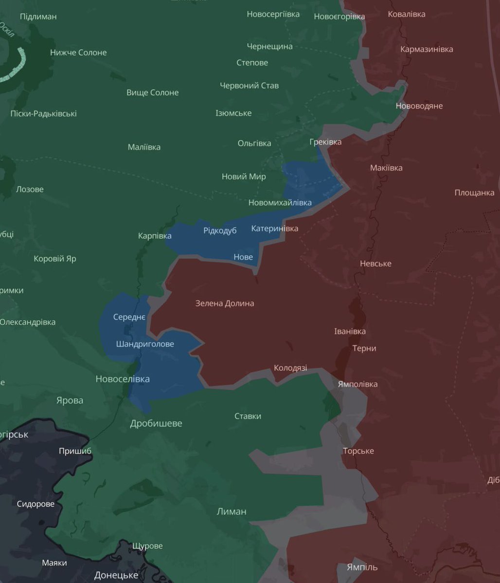 front_ukrainian's tweet photo. ❗️Operation “Vivaldi”: Ukraine’s Defense Forces have liberated Ridkodub, Nove and Katerynivka, and have also restored control near Novomykhailivka and Lypove, DeepState reports.

The area of liberated territory is 40.7 km². https://t.co/s9pH5FLI6Q