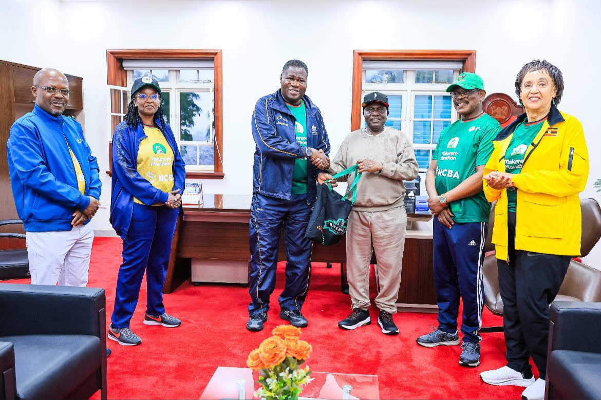 officialmakshop's tweet photo. A profound moment of celebrating Makerere’s heritage, legacy and pride.

Rt. Hon. Dr. @ChrispusKiyonga, Chancellor of Makerere University and Second Deputy Prime Minister, presented our souvenirs to Rt. Hon. @ObothOboth, Speaker of Parliament.
#Makrun2026 https://t.co/SljvE22RnX
