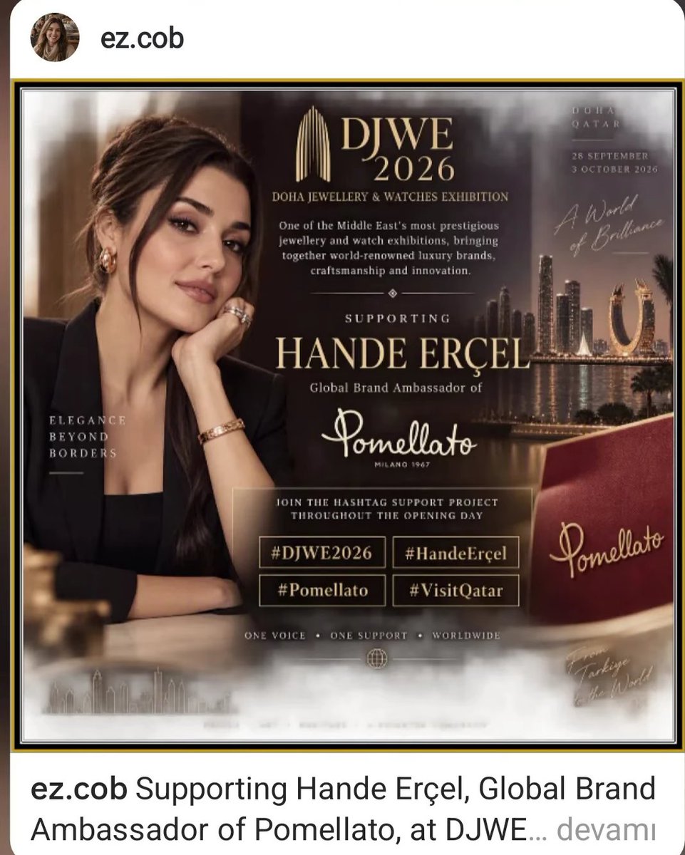 AngelsCastell3's tweet photo. apoyos nuestra chica 
#HandeErçel #DJWE2026
#VisitQatar #Pomellato https://t.co/iV8piCMuOk