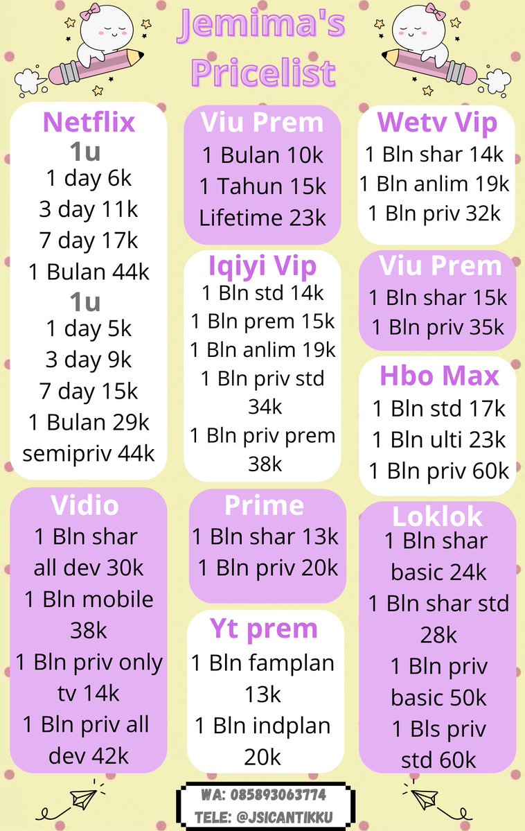 Gendis7zz's tweet photo. WTS WTB APPREM BERGARANSI DAN 100% TRÜSTED FAST RESPON!!!

CANVA APPLE MUSIC NETFLIX YOUTUBE DISNEY+ HOTSTAR HBO MAX VIU AMAZON PRIME WETV IQIYI CAPCUT FAST PROSES LOKLOK YOUKU BSTATION PICSART 

☎ :  https://t.co/x5d7OAwT2q

#zonauangㅤ #zonajajan https://t.co/9BJN00HTqD