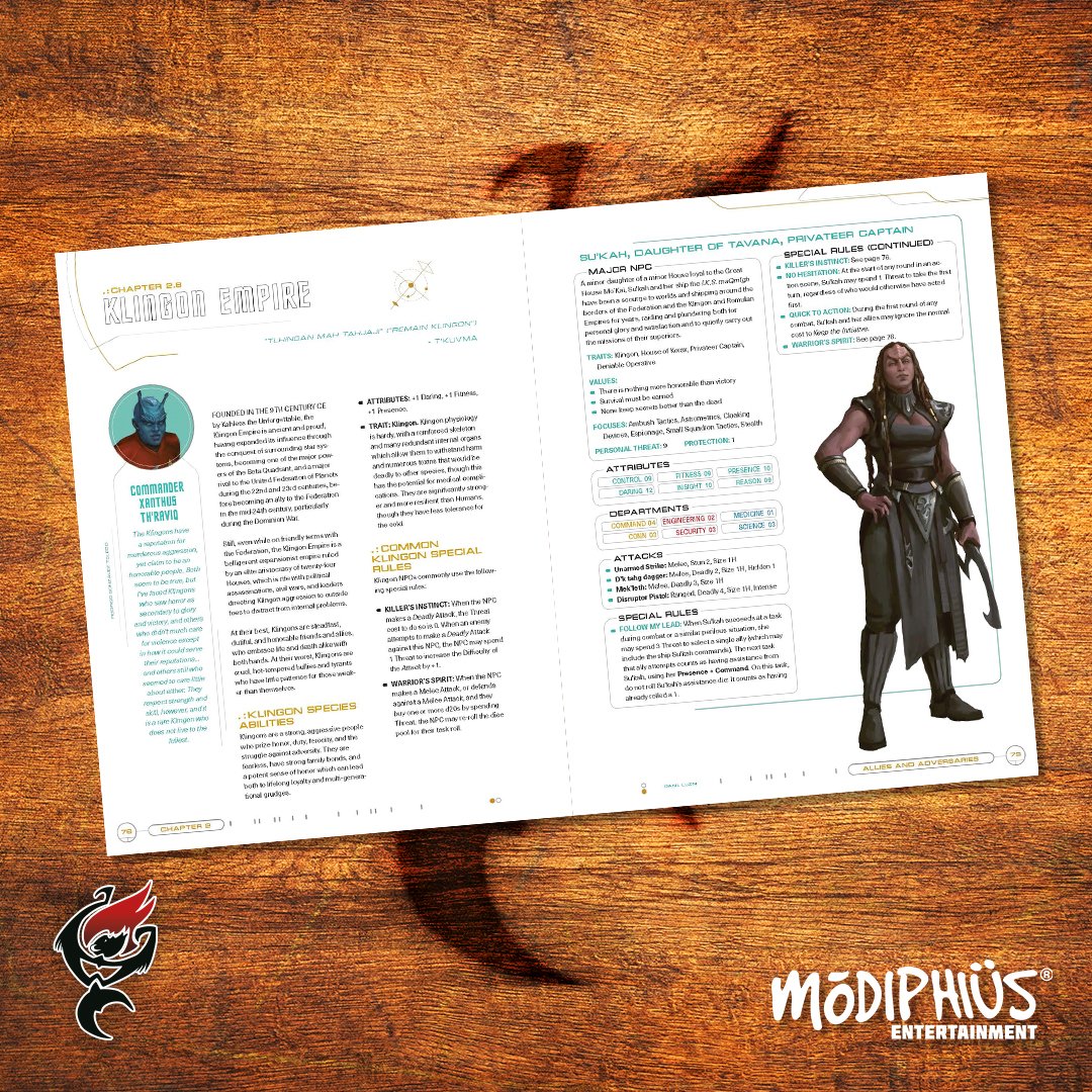 MonkeysWithFire's tweet photo. From the Klingons, Romulans, and Gorn to the Borg, Dominion, Cardassians, and beyond, this new sourcebook offers dozens of NPCs and creatures, plus tools to create your own allies, adversaries, and encounters. #monkeyswithfire #modiphius #startrek #ttrpg #scifi https://t.co/IDvyhH8OvF