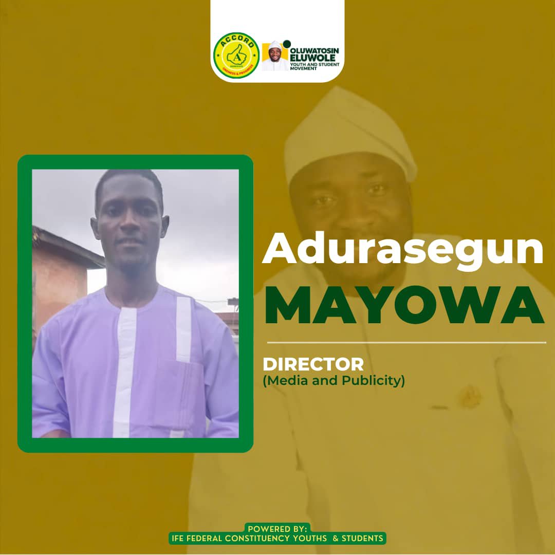 EluwoleMovement's tweet photo. MEET THE DIRECTOR, MEDIA &amp; PUBLICITY
OLUWATOSIN ELUWOLE YOUTH &amp; STUDENT MOVEMENT

A growing movement needs more than activity. It needs a voice, a story and a clear presence that connects its work with the people it serves.

ADURASEGUN MAYOWA
Director, Media &amp; Publicity
@Ife_Iuv https://t.co/ETrYomZSqF