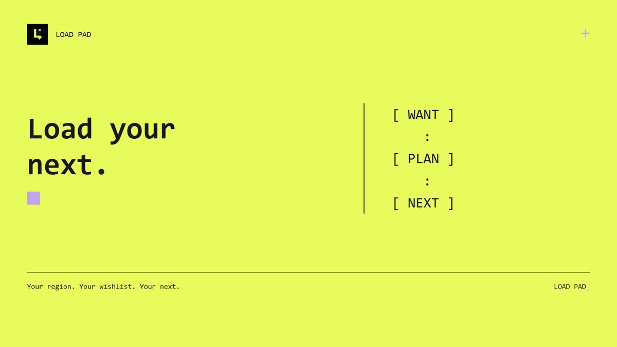 LoadPad's tweet photo. Your next starts here.

Load Pad.

https://t.co/PPRSSQkMbF https://t.co/sxuirwUR2x