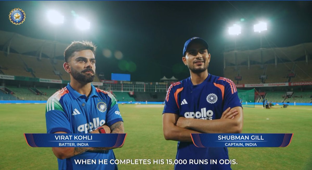 CricCrazyJohns's tweet photo. Shubman Gill said "Growing up, never thought I will be alongside Virat bhai when he completes 15,000 runs in ODIs". [BCCI] https://t.co/gwJ2jga9rU
