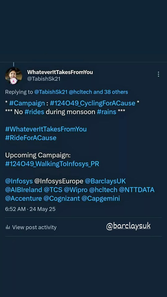 TabishSk21's tweet photo. * #Campaign : #124O49_WalkingForACause *

Distance Walked on 28-Sep-2022 ==> 12 KMs
Walking since 01-May-2022 
Total Distance Walked in 151 Days ==> 1522 KMs

#WhateverItTakesFromYou
#WalkForACause

Upcoming Campaign: TBD

@Capgemini https://t.co/dFaJU2Ah5G