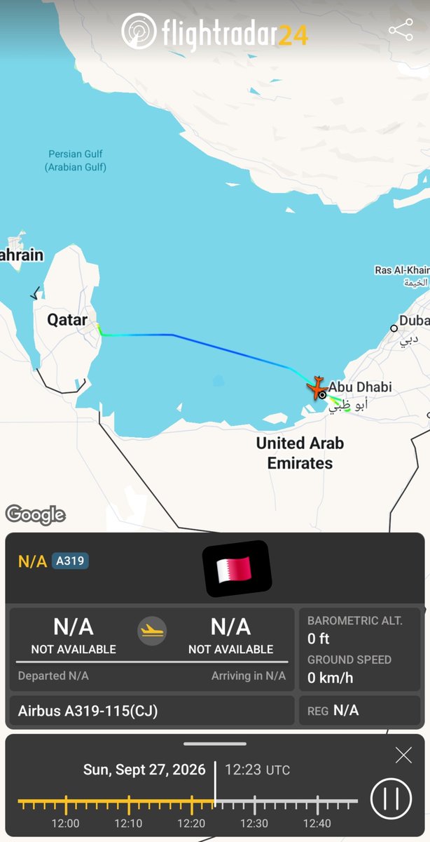 MenchOsint's tweet photo. 🕵‍♂️ Important additional details regarding Netanyahu visit to Abu Dhabi Sunday.

✈️ His jet (M-ULTI) flying over Jordanian and Saudi Airspace, arrived at 12h13 UTC. 

Coincidentally:

✈️ 🇱🇾 Libyan Haftar-linked Plane (P4-KH5i9) arrived at 12h28.
✈️ 🇲🇦 Moroccan Air Force C-130 (CN-AOF) arrived in Abu Dhabi at 10h10.
✈️ 🇶🇦 Qatari government plane (A7-MHH) landed in Abu Dhabi at 12h18.
✈️ 🇸🇦 UAE-owned jet (A6-FAM) picked up someone in Riyadh at 10h, landed in Abu Dhabi at 12h10

So .... is that really a coincidence ?
