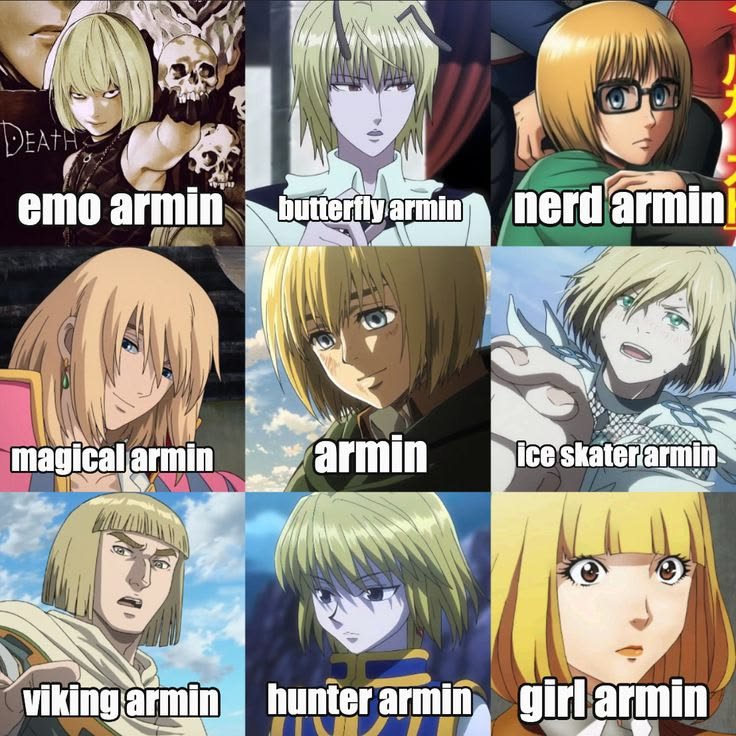 UCshinobi's tweet photo. Armin anime characters 😅😅 https://t.co/9p3z3Oa8fH
