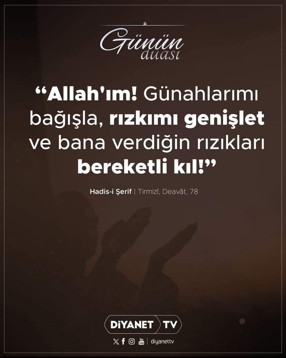 draliardic's tweet photo. #GününDuası

“Allah'ım! Günahlarımı bağışla, rızkımı genişlet ve bana verdiğin rızıkları bereketli kıl!”
(Âmîn)
Hadis-i Şerif | Tirmizî, Deavât, 78

-Günümüz iyi, güzel, kolay, hayırlı ve bereketli olsun. https://t.co/q1CFPQ1vk1
