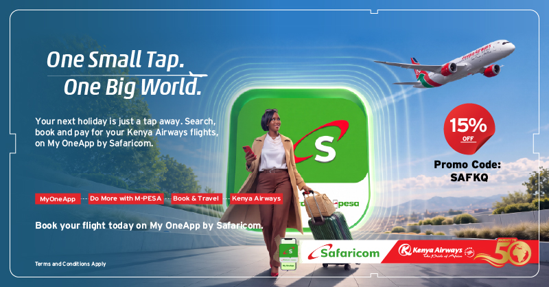 KenyaAirways's tweet photo. 😁 We’ve Got The Deal. You’ve Got The Plans.✨
Simply book your trip via My OneApp by Safaricom &amp; use code SAFKQ for 10% OFF Domestic and 15% OFF International flights.  
📅 Book by 30 Nov 2026
🛫 Travel until 31 May 2027 

Book Now:👉 https://t.co/rMx2cbl5hD | Ts&amp;Cs Apply. https://t.co/EajsrYRZC3