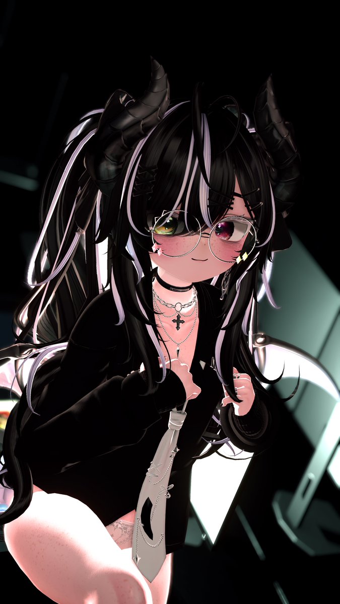 Lily_Moetsuki's tweet photo. I'm staying late tonight, wanna help?🩶🖤
#VRChatphotography https://t.co/KrKurNuTpD