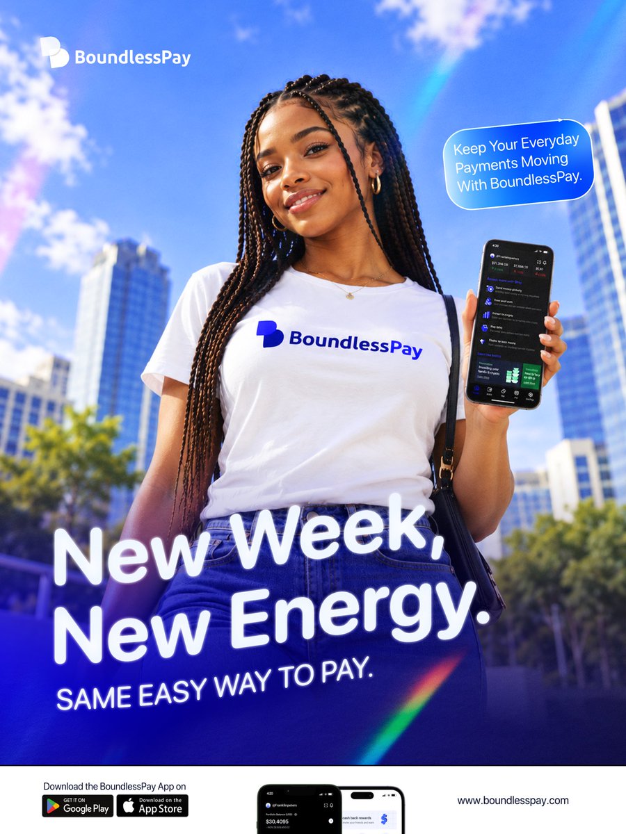 boundlesspay's tweet photo. New week. Bills didn't take a break.💸

Airtime, data, electricity, betting wallet, all still due.

Same balance, same easy way to pay.

Keep your everyday payments moving with BoundlessPay. https://t.co/lVoaLmmLm9
