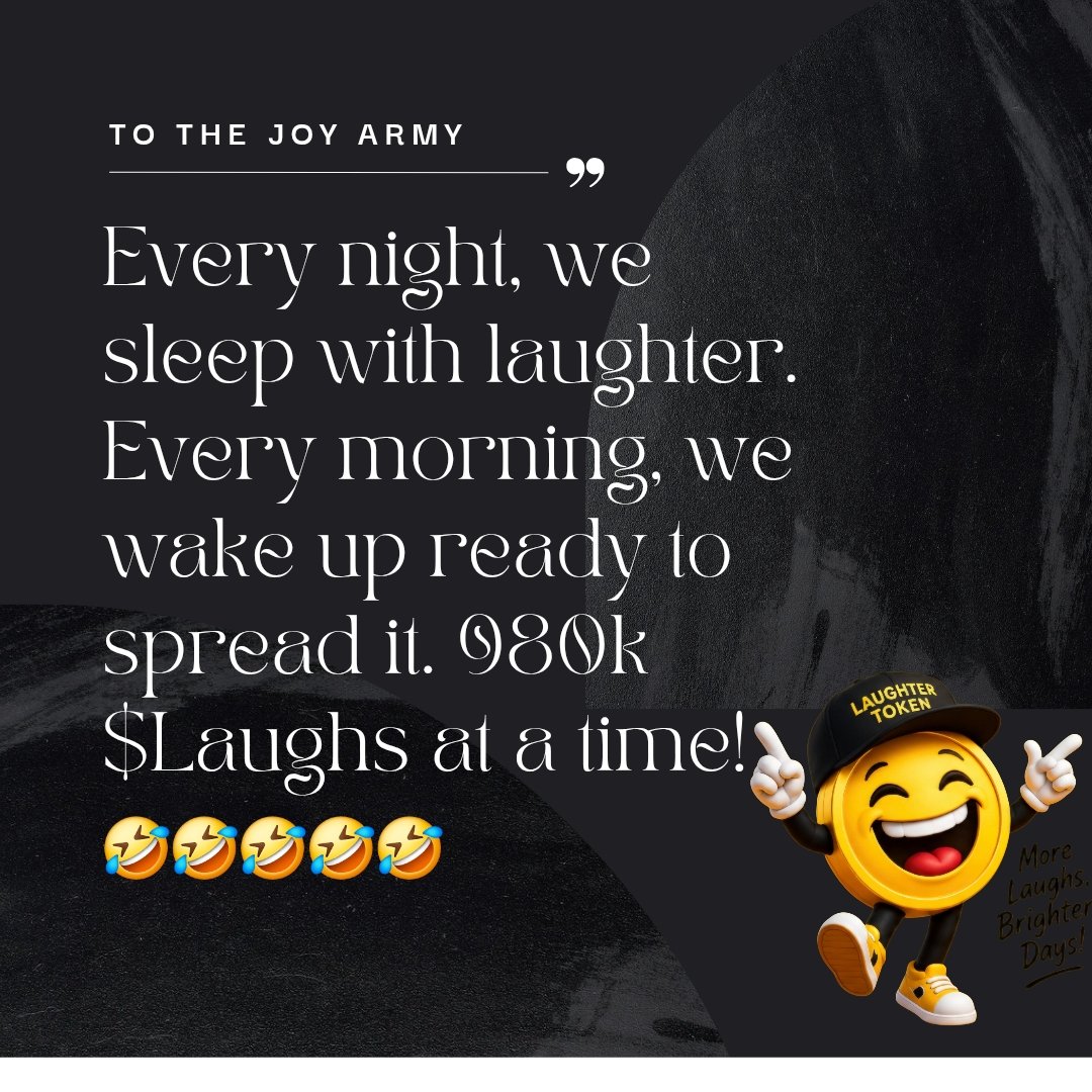 LaughterToken's tweet photo. GM 
Let's $Laugh today.
980k T.S
Liq Burnt.
Ca Renounced.
Tax 0/0 https://t.co/c7mJzu2fwL