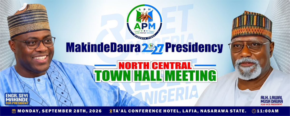 NursetoluX's tweet photo. Happening now… The North Central Town Hall is taking place at the Ta’al Conference Hotel, Lafia, Nasarawa State. We are gathering to set the agenda for a better and prosperous Nigeria in 2027.
If you are in Nasarawa, you can still make it there. #ResetNigeria https://t.co/4mYYgbVDlX