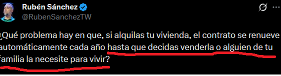 kishinmasterT's tweet photo. @RubenSanchezTW el problema es el que tu mismo indicas.
si tiras a una persona porque quieres vender o ceder a tus hijos ese piso.
eso es lo que  no quieren, que los puedas echar una vez esten dentro. https://t.co/kxYYiRPmmy