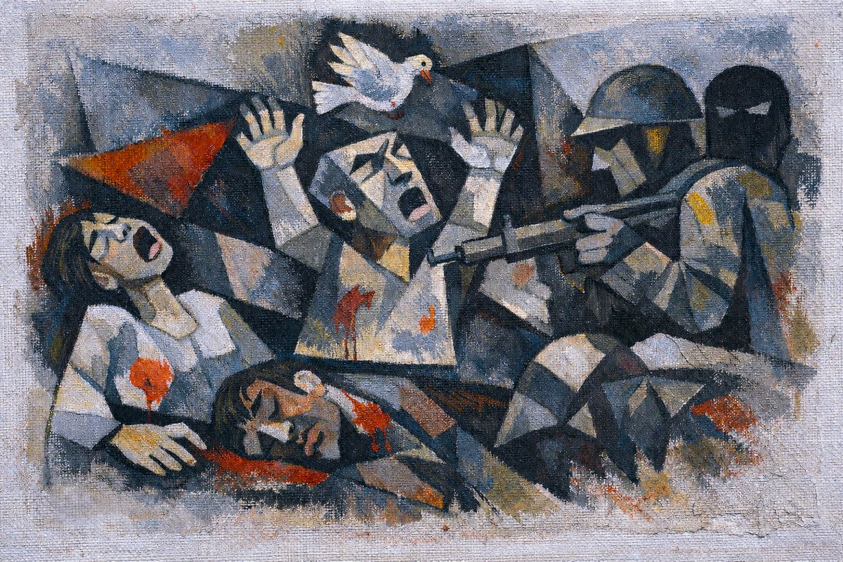 tajik_id's tweet photo. Title: Suppression
Medium: Oil and acrylic on canvas
Size: 100 × 140 cm / approx. 39 × 55 in
​Artwork by Mehdi Tajik

​#Expressionism #Cubism #SocialArt #FineArt #VisualArts https://t.co/QhpEDjqjg5