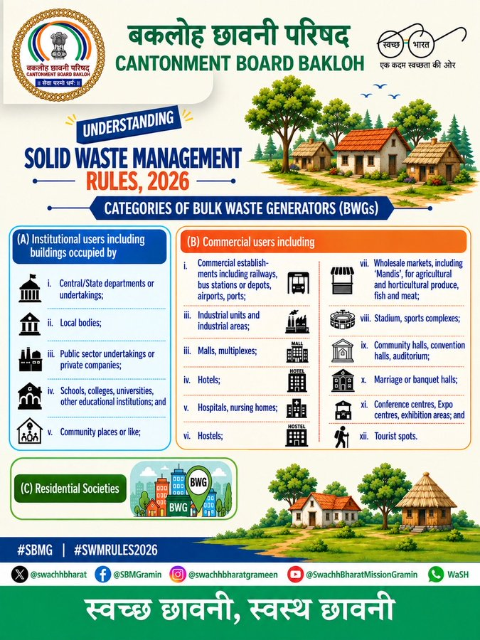 CBBakloh's tweet photo. Understanding Solid Waste Management Rules 2026 #SBMG #SWMRules2026 #SwachhBharat #LifestyleForEnvironment #ides #nidem
@RakshaSampada
@pdde_wc
@SpokespersonMoD https://t.co/b1uhdzkyNw