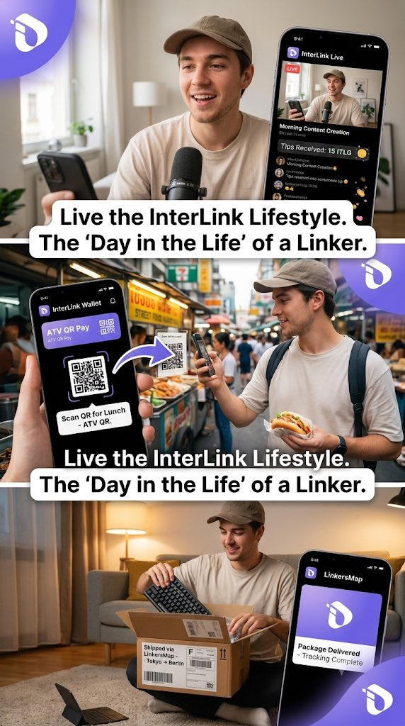 Naga0bp's tweet photo. Experience the InterLink lifestyle: Create and stream on InterLink Live, instantly use your earnings to buy lunch with ATV QR, and shop globally on LinkersMap. #InterLink #ITLG #ITL #DailyCrypto #Web3Lifestyle #DigitalNomad https://t.co/bR5CmlsJXm