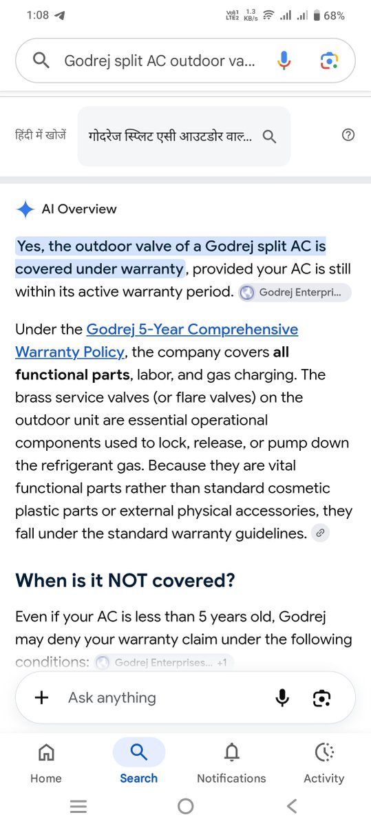 ZuberRangr95022's tweet photo. Godrej ac tecnician not giving warranty of valve asking 1500rs of this valve.please give action @GodrejAppliance https://t.co/1fYj5RmEpa