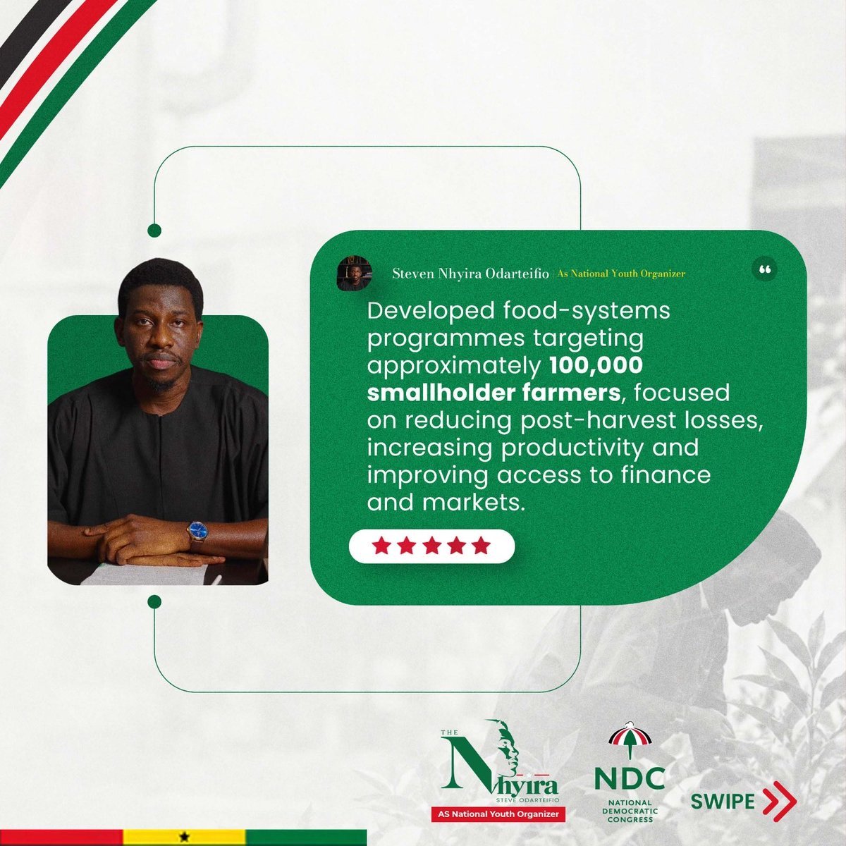 musahabdulmanaf's tweet photo. He is proving that youth leadership can deliver real solutions. Empowering 100,000 smallholder farmers with better productivity, finance and market access. π±ππΎ
#Nhyira4U
#Nhyira4NYO
#EconomicMobilizer https://t.co/vuVYbbGGrX