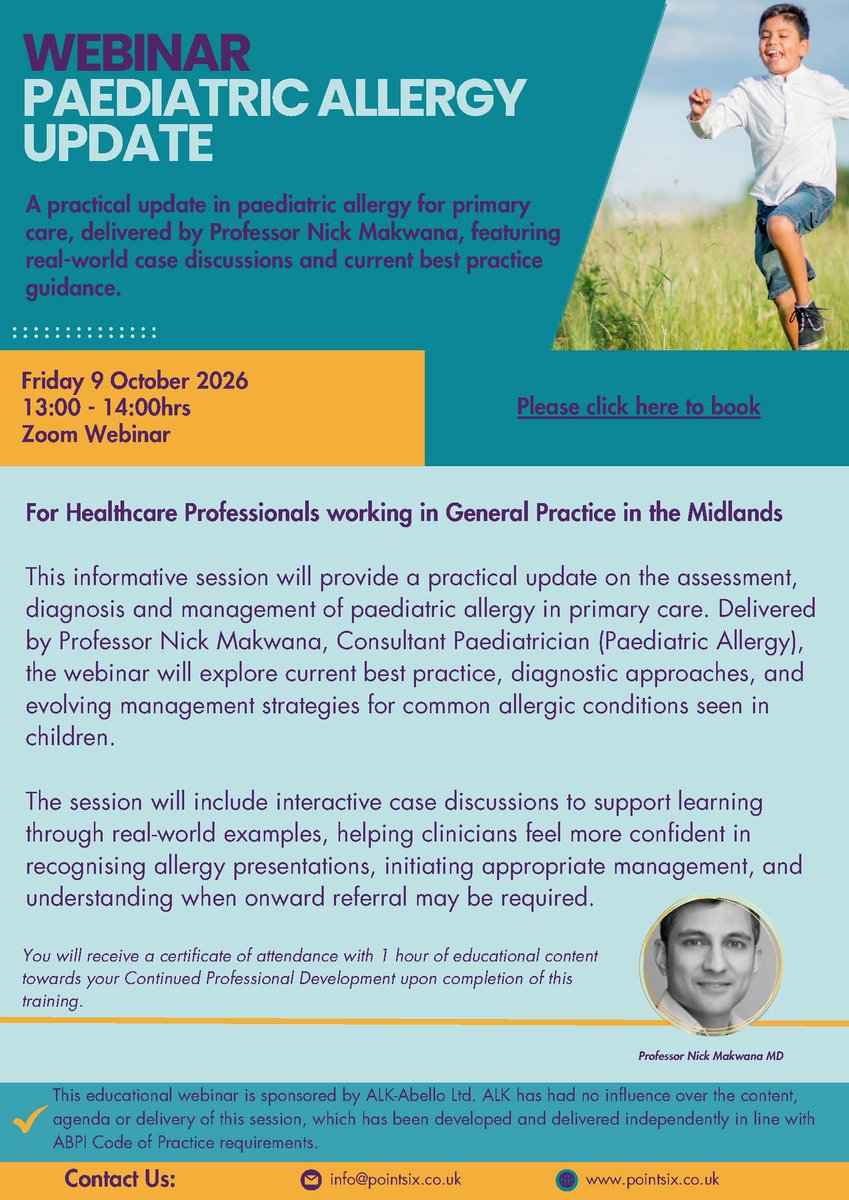 PCIssuesAnswers's tweet photo. New webinar - A practical update on the assessment, diagnosis and management of paediatric allergy in children in primary care. Delivered by Professor Nick Makwana, exploring current best practice and evolving management strategies - https://t.co/IVfqJo9ftt https://t.co/ioprIYWJkR