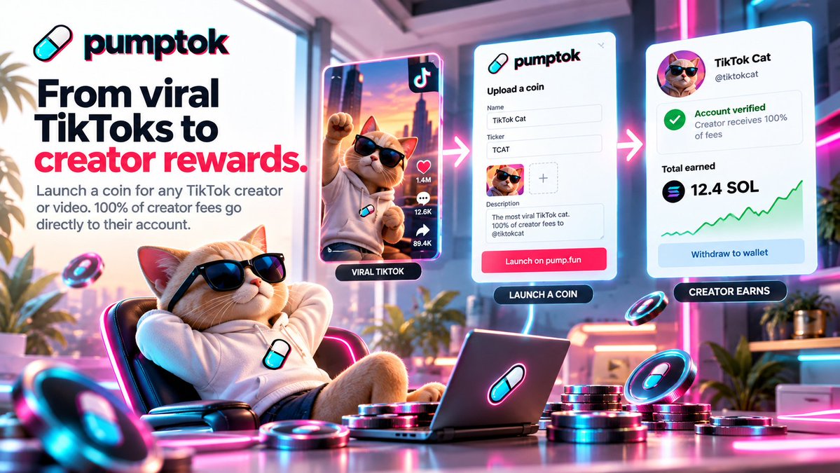 PumpTokMe's tweet photo. Viral TikToks deserve their own coins

Launch on PumpTok. Let the creators earn

https://t.co/DzPT1OuViN https://t.co/iO7LFkS7o0