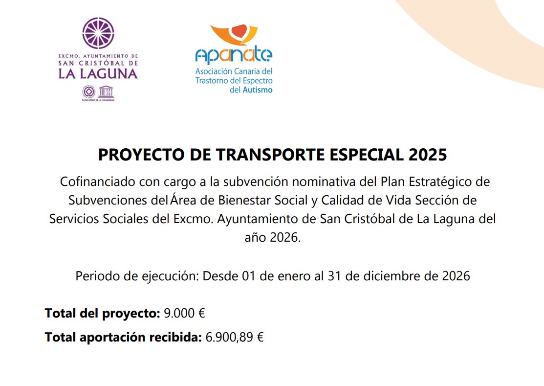 APANATE's tweet photo. 🚘 Programa Transporte Especial: abriendo caminos hacia la inclusión

Avanzamos hacia un municipio más inclusivo, facilitando que las personas con TEA participen activamente en la comunidad, mediante un transporte accesible y sostenible 

💼​ Con financiación de @aytolalaguna_es https://t.co/lFqAJXekgp