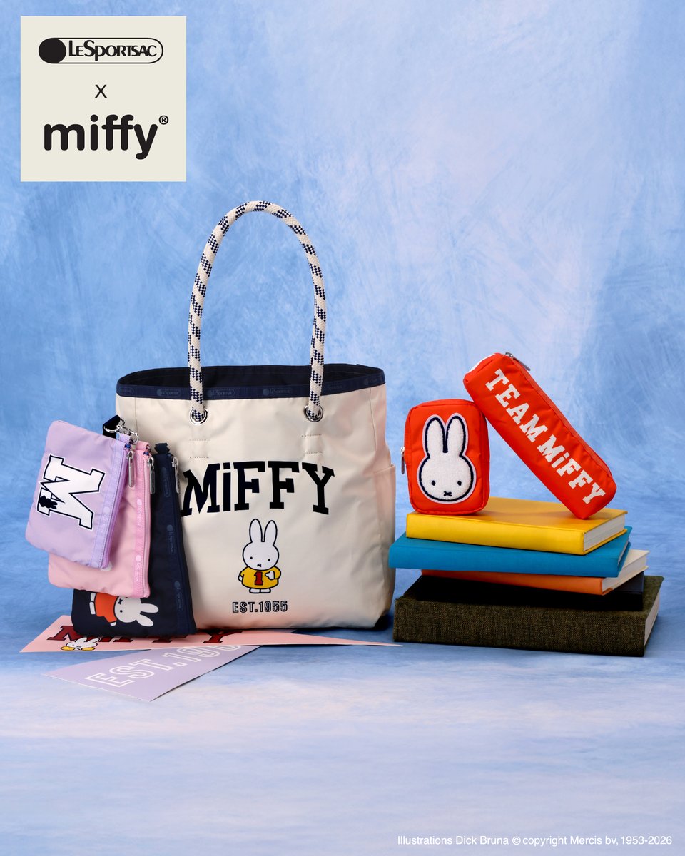 miffy_japan's tweet photo. 【LeSportsac × Miffy新コレクション登場】

9/30（水）、「レスポートサック」とミッフィーのコラボレーションコレクションが発売されます。 

今回のコレクションでは、リバーシブルの2WAYトートや、ポルカドットとミッフィーを組み合わせたクラシックなプリントアイテム、カラフルでバリエーション豊富なポーチなどをラインナップ。