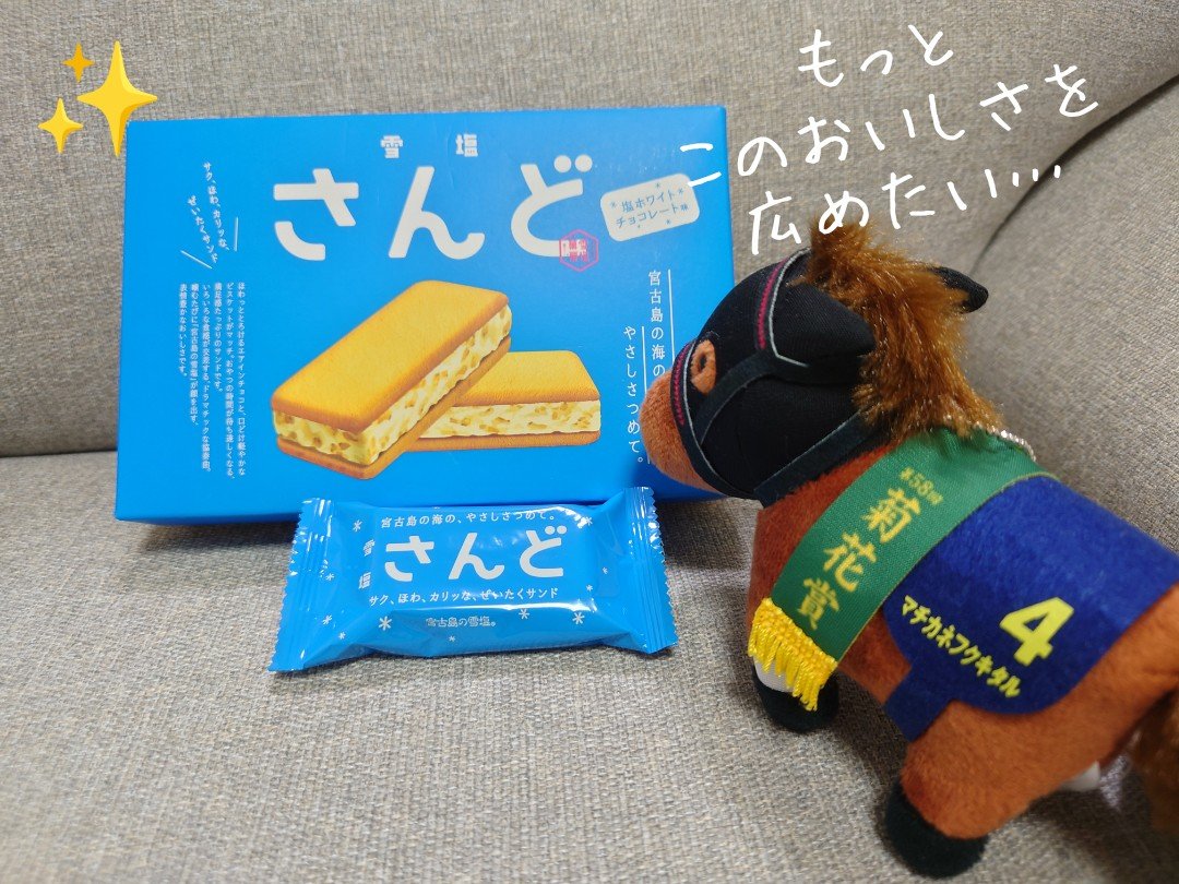 anmioimna's tweet photo. 沖縄雪塩さんど🐴

「このおいしさを世に広めたい…宣伝するか…甘くておいs 
「何してるの?
「うってつけの馬が来たな
「…何が?
「なぁこのお菓子、お前みたいだとは思わないか…?CM撮ろうぜ!
「どゆこと!CM?!
「いくぞ!ｱｸｼｮﾝｯ!
「しししシルヴィーみたいでオイシイよ!
「ｶｧｯﾄ!噛み過ぎ! https://t.co/zSS5bpGcpj