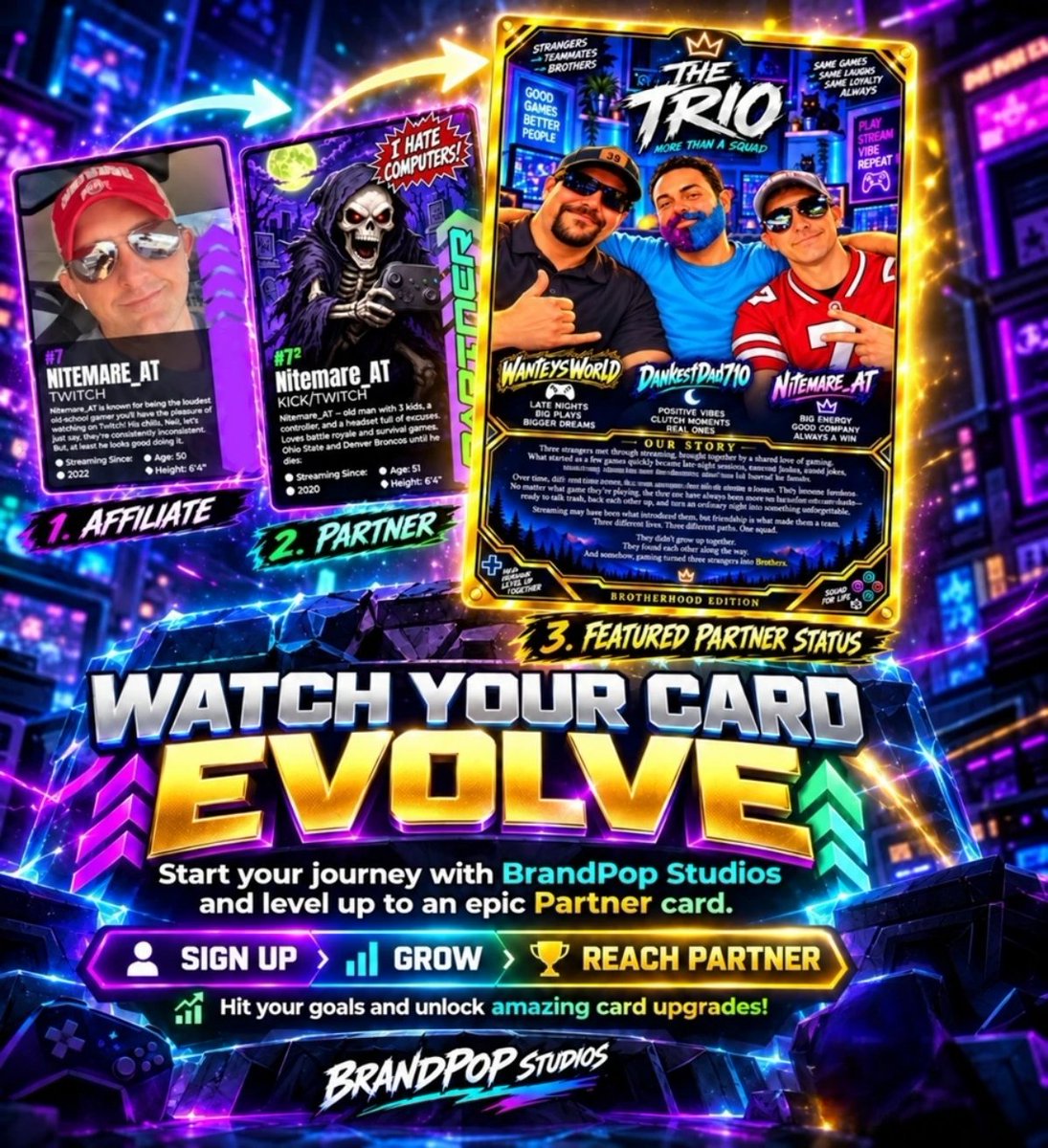 BrandPopStudios's tweet photo. Your card doesn’t have to stay the same… it can EVOLVE. 🔥

Join the BrandPop Studios Partner Program, grow with the community, hit your goals, and unlock upgraded cards as you level up!

Affiliate ➡️ Partner ➡️ Featured Partner 🚀

Your next card could be INSANE. 👀

Start your journey today!