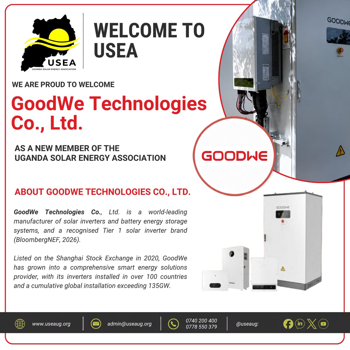 useaug's tweet photo. We are pleased to welcome GoodWe Technologies Co., Ltd. as a new member of the Association.

GoodWe Technologies Co., Ltd. is a world-leading manufacturer of solar inverters and battery energy storage systems, with its products installed in over 100 countries. https://t.co/KFTeV02wjw