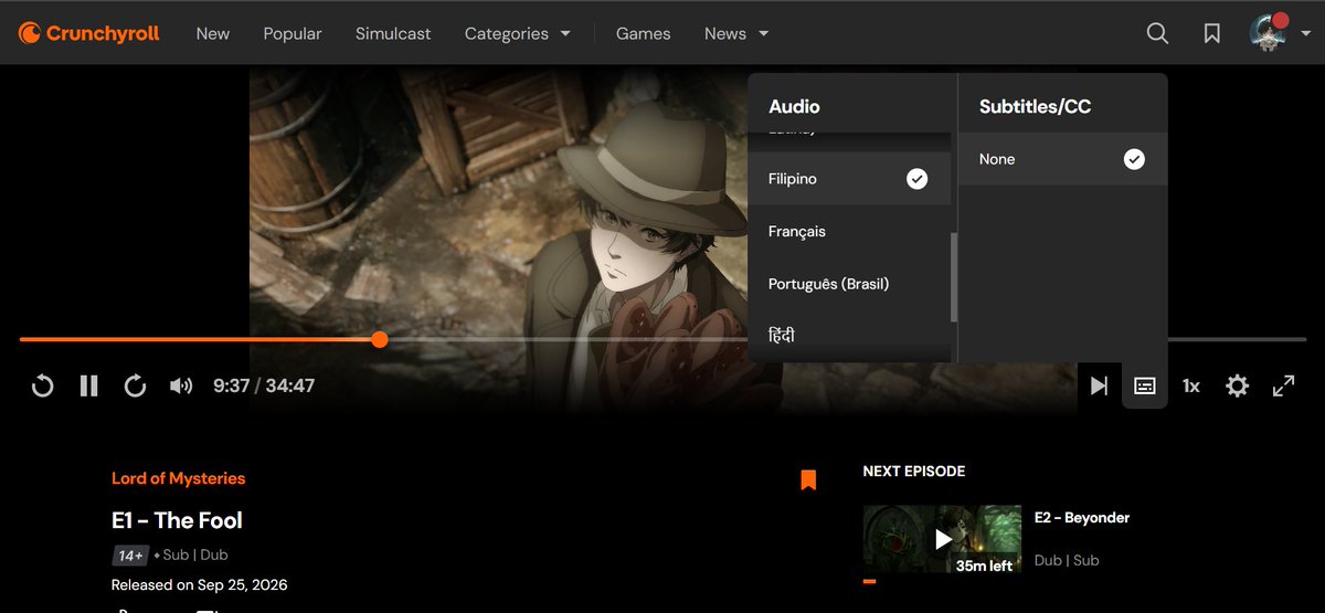saucesieges's tweet photo. Lord of Mysteries is now available in Filipino dub on Crunchyroll! 

Halina't samahan si Klein Moretti sa paglalakbay at pagtuklas sa misteryosong mundo ng mga Mandaraig!

#LordOfMysteries https://t.co/wkKC1EpGVk