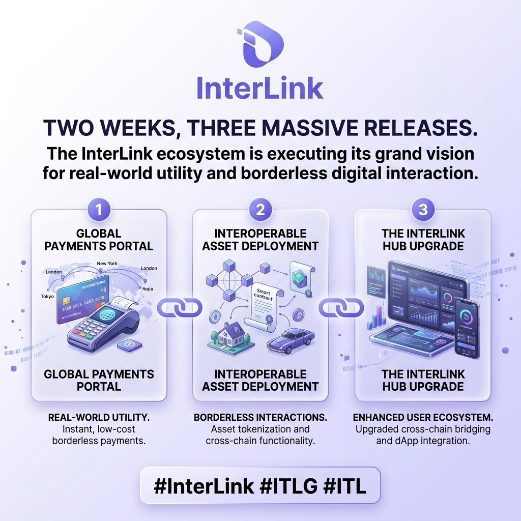 Kedir1288's tweet photo. Two weeks, three massive releases. The InterLink ecosystem is executing its grand vision for real-world utility and borderless digital interaction. #InterLink #ITLG #ITL https://t.co/cNrdJ5LS2Z